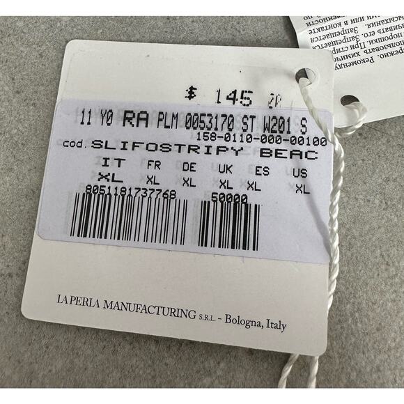 La Perla Iconic Side Tie Bikini Briefs Bottoms White Silver Striped Size XL New - Picture 4 of 5